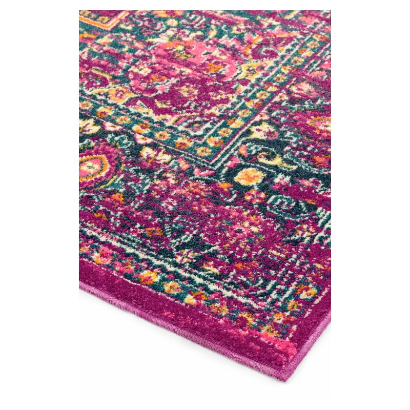 Tapis motif medaillon fuschia Cuzco détail