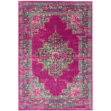 Tapis motif medaillon fuschia Cuzco