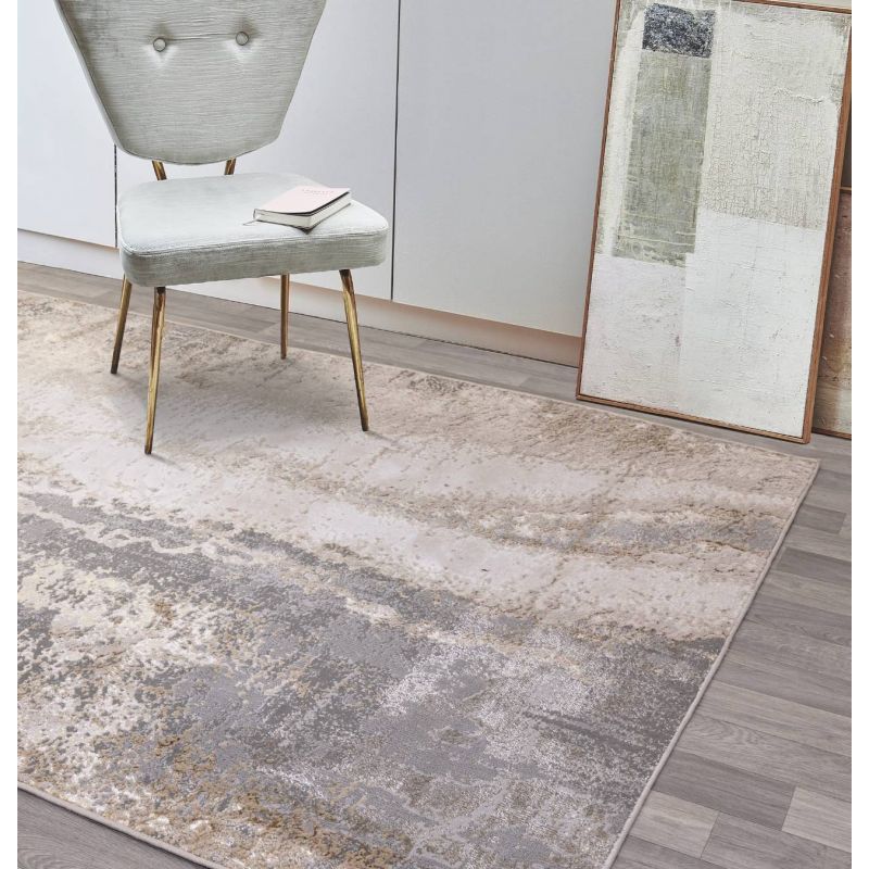 Tapisde salon contemporain polyester Cliff Gris beige Angara