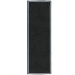 Tapis de couloir en sisal noir bordure grise Sarcelle