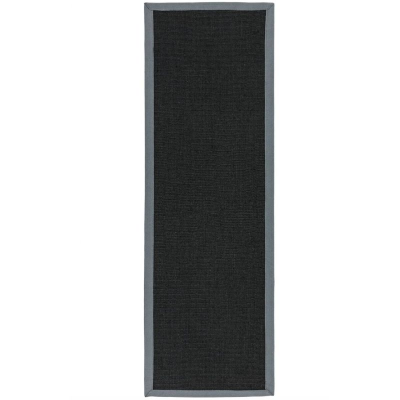 Tapis de couloir en sisal noir bordure grise Sarcelle