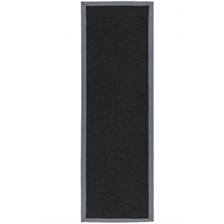 Tapis de couloir en sisal noir bordure grise Sarcelle