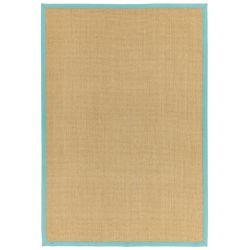 Tapis en sisal beige bordure turquoise Sarcelle
