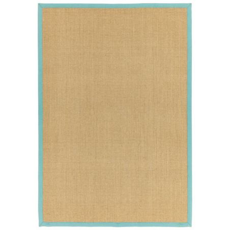 Tapis en sisal beige bordure turquoise Sarcelle