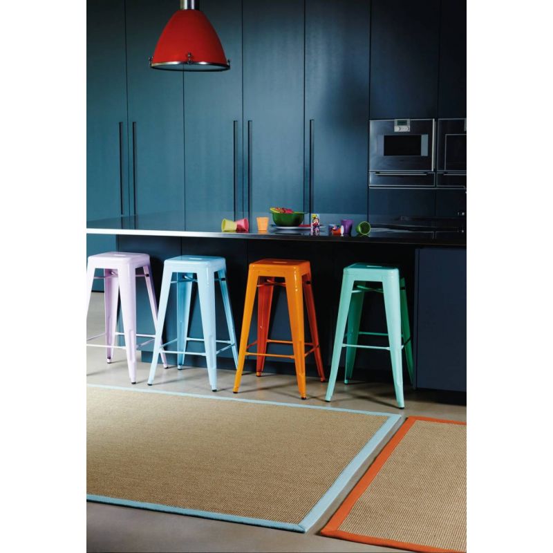 Tapis en sisal beige bordure turquoise Sarcelle