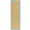 Tapis de couloir en sisal beige bordure turquoise Sarcelle