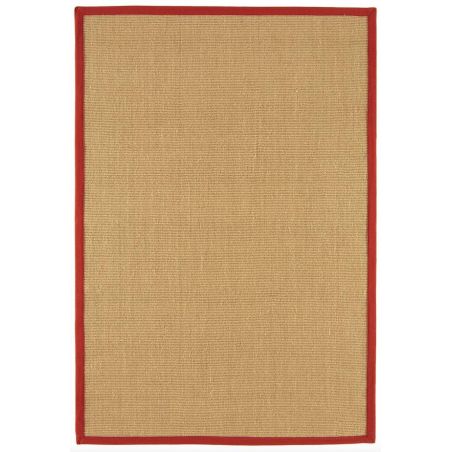 Tapis en sisal beige bordure rouge Sarcelle