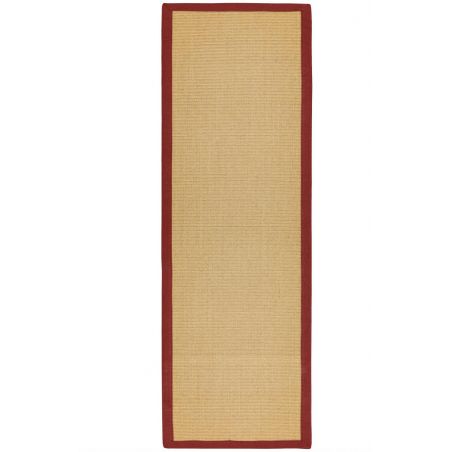 Tapis de couloir en sisal beige bordure rouge Sarcelle