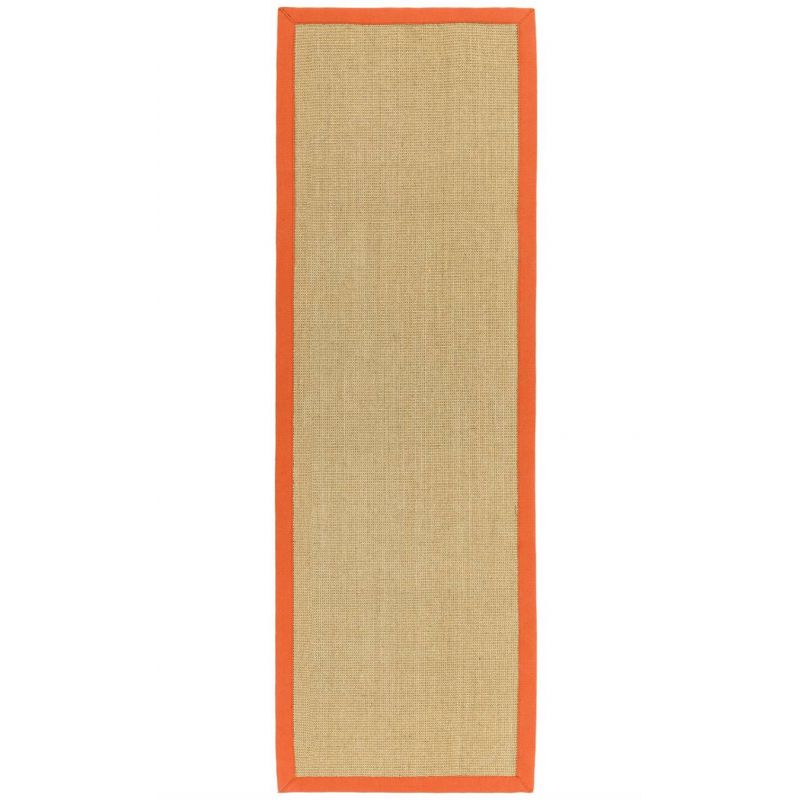 Tapis de couloir en sisal beige bordure orange Sarcelle