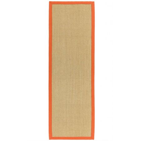 Tapis de couloir en sisal beige bordure orange Sarcelle