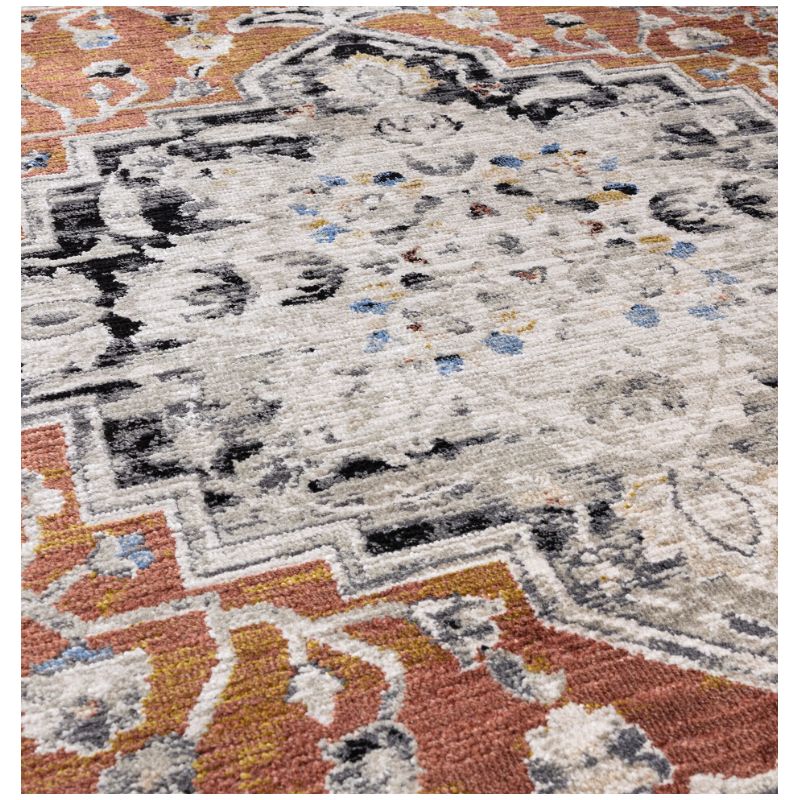 Tapis classique polyester motifs persans Terracotta Signature