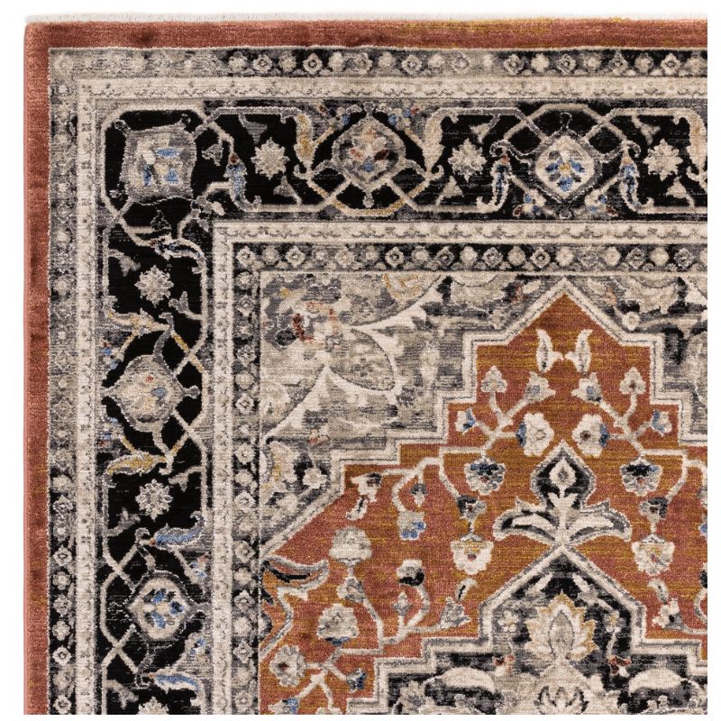 Tapis classique polyester motifs persans Terracotta Signature angle