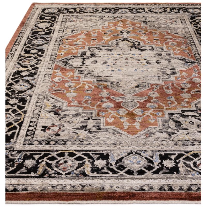 Tapis classique polyester motifs persans Terracotta Signature dessins