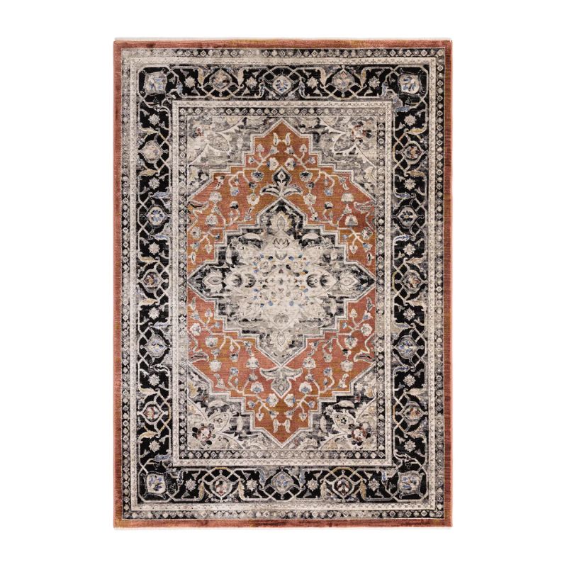 Tapis classique polyester motifs persans Terracotta Signature