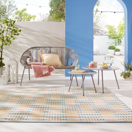 Tapis d'extérieur pastel multicolore Villa Check Tapis d'extérieur pastel multicolore Villa Check