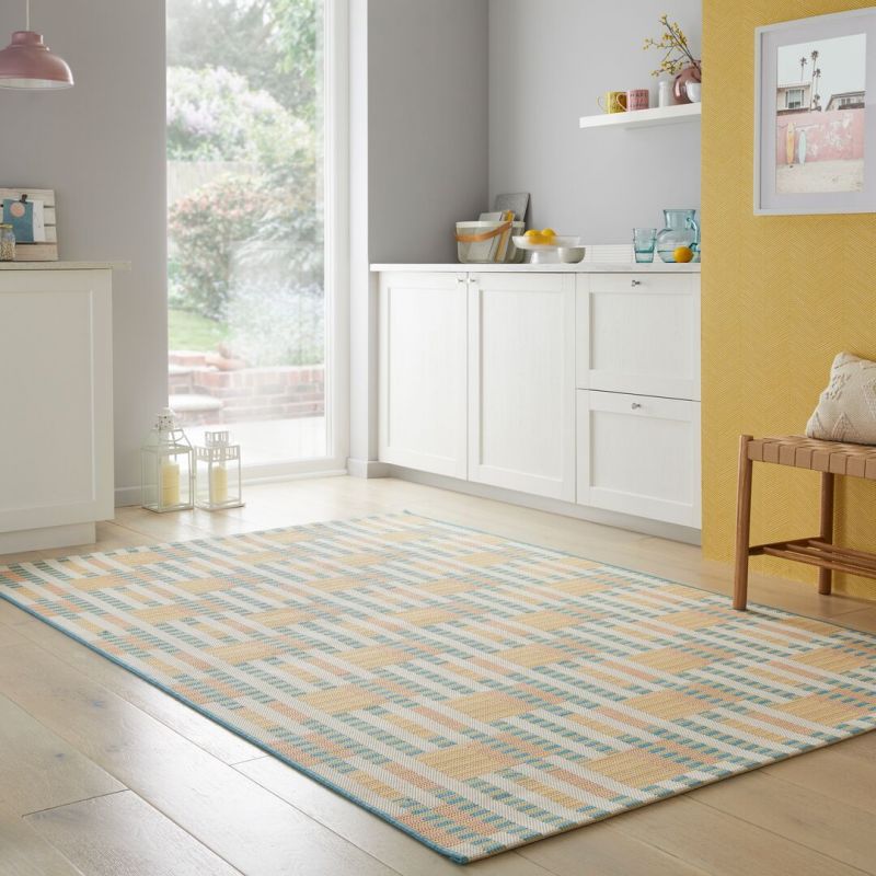 Tapis d'extérieur pastel multicolore Villa Check