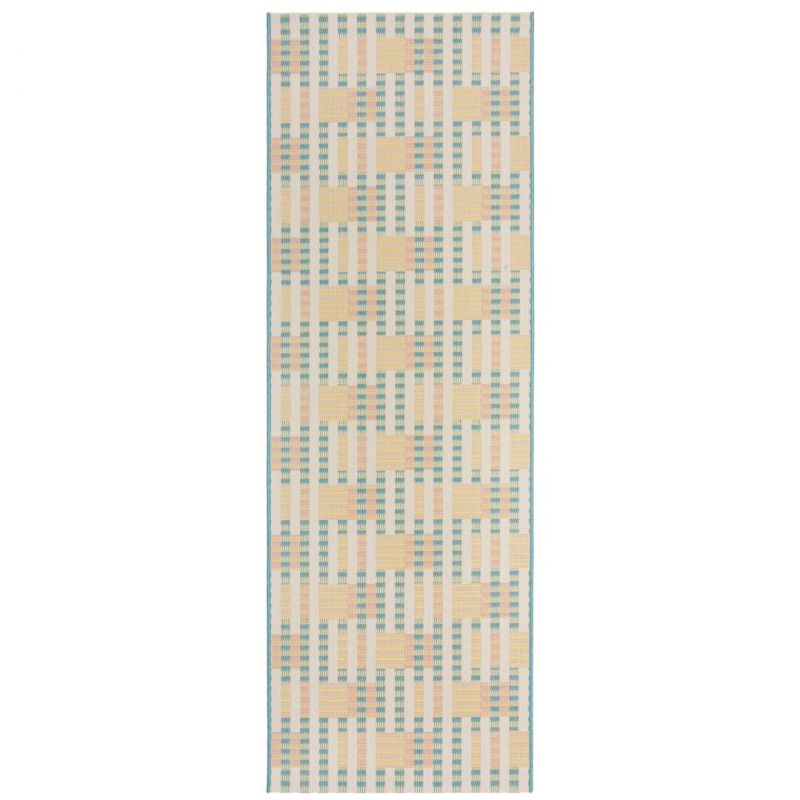 Tapis de couloir d'extérieur pastel multicolore Villa Check