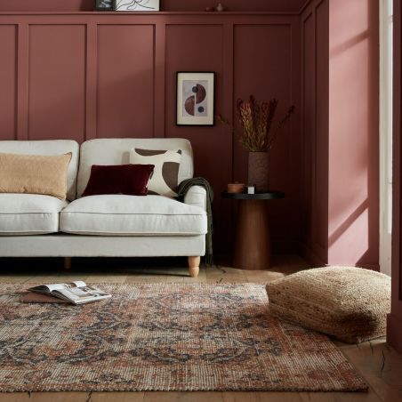 Tapis en jute naturel motifs traditionnels multicolores Miley