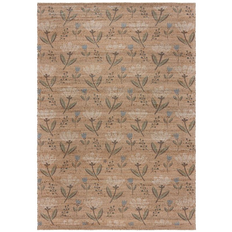 Tapis en jute naturel motifs fleurs multicolores Arriana