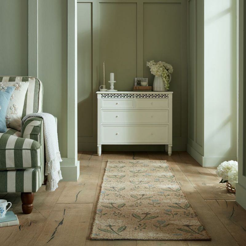 Tapis en jute naturel motifs fleurs multicolores Arriana