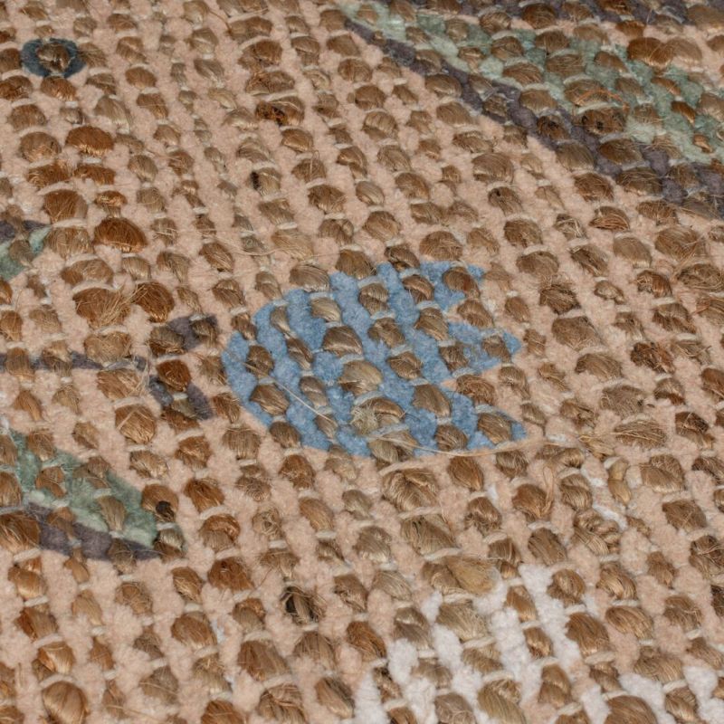 Tapis en jute naturel motifs fleurs multicolores Arriana