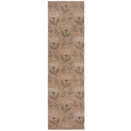 Tapis en jute naturel motifs fleurs multicolores Arriana