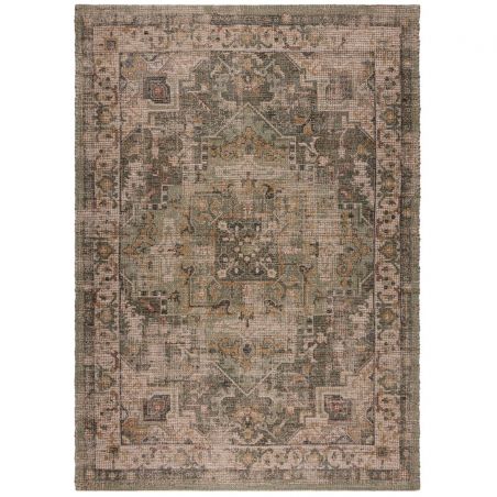 Tapis en jute naturel motif médaillon vert Selena Tapis en jute naturel motif médaillon vert Selena