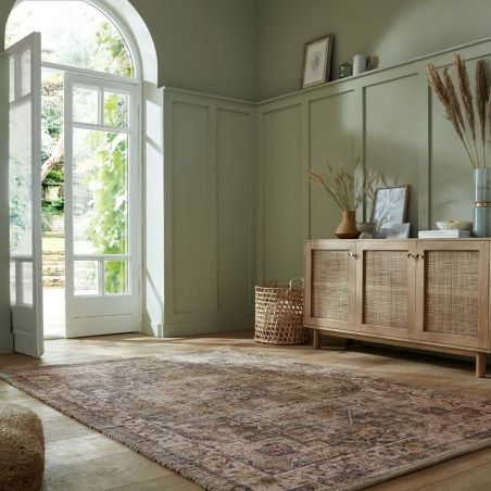 Tapis en jute naturel motif médaillon vert Selena Tapis en jute naturel motif médaillon vert Selena