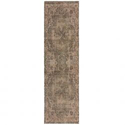 Tapis de couloir en jute naturel motif médaillon vert Selena