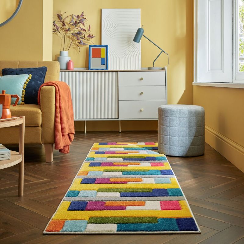 Tapis de couloir design multicolore Mambo