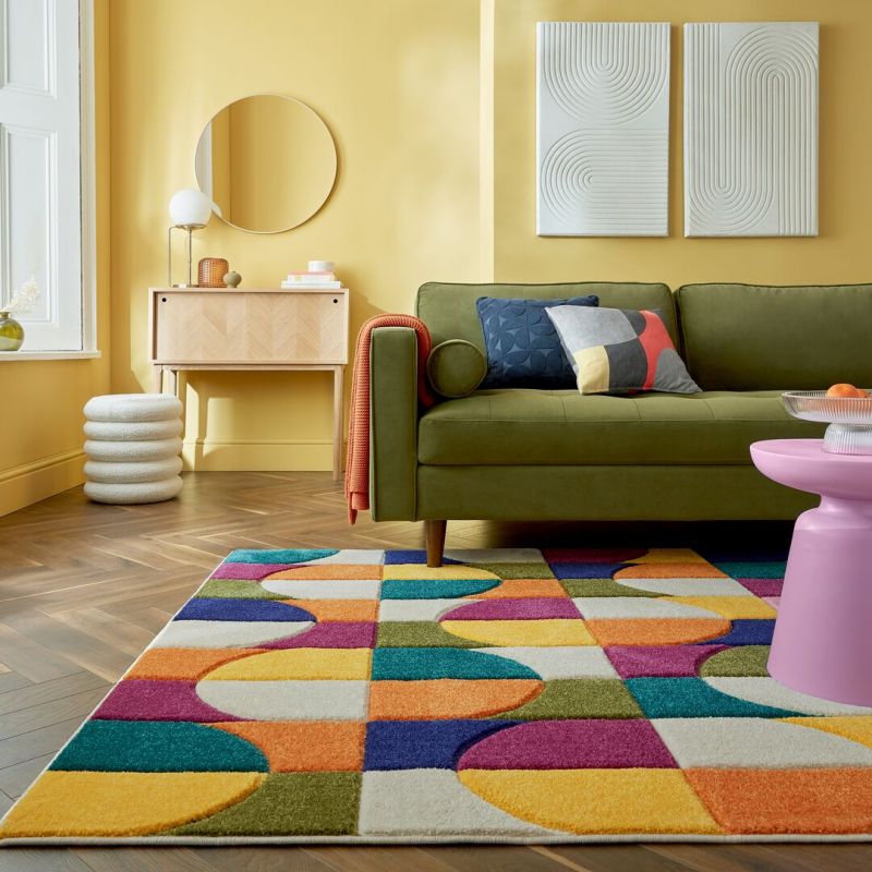 Tapis de salon design multicolore Chacha