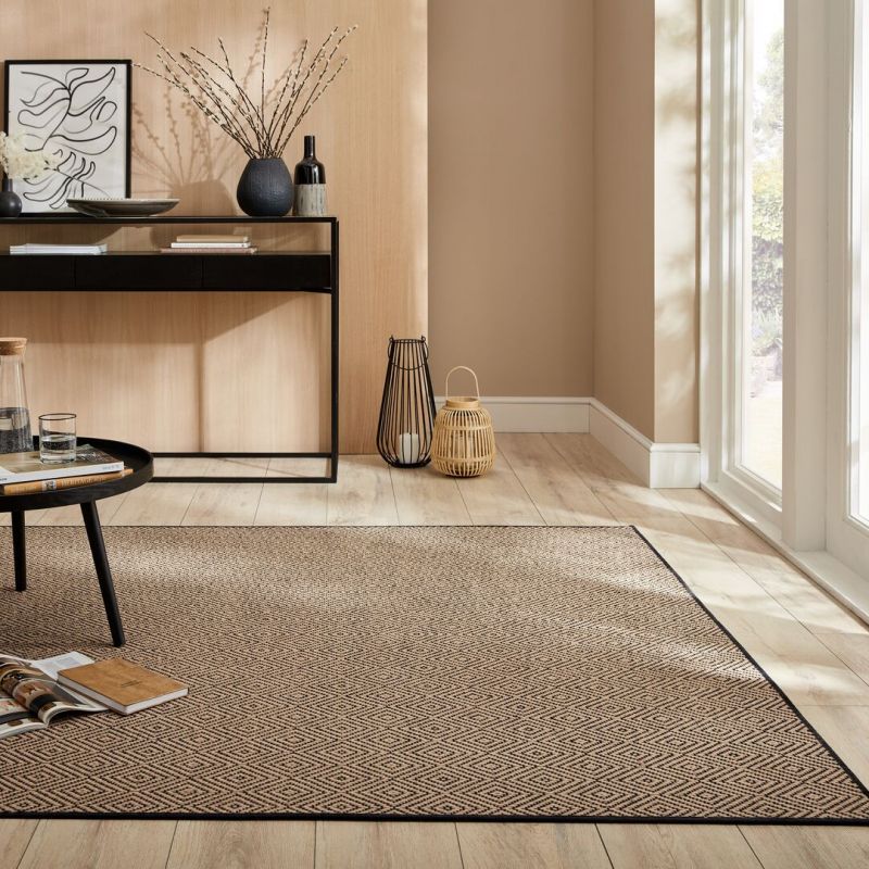 Tapis en jute mélangé noir Diamond SALON