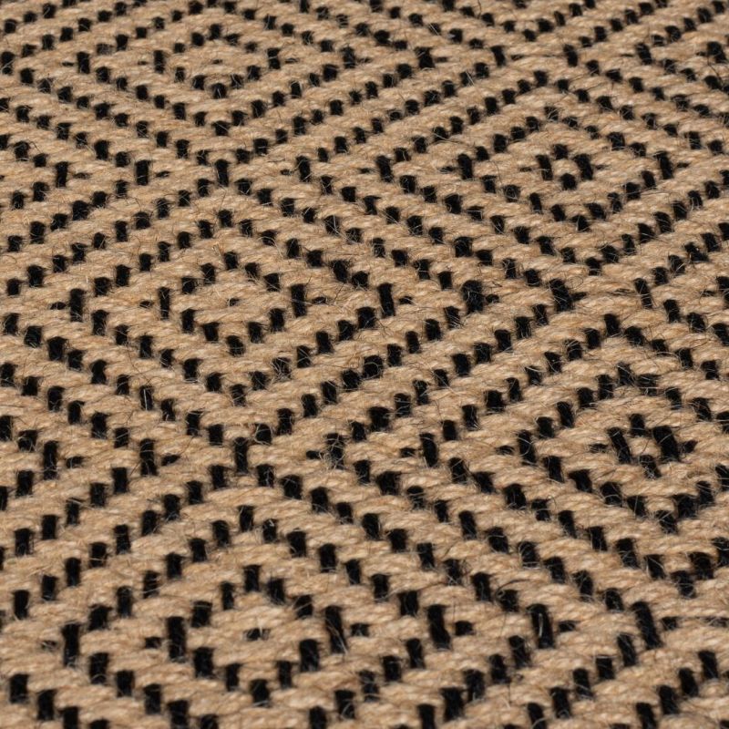 Tapis en jute mélangé noir Diamond motif