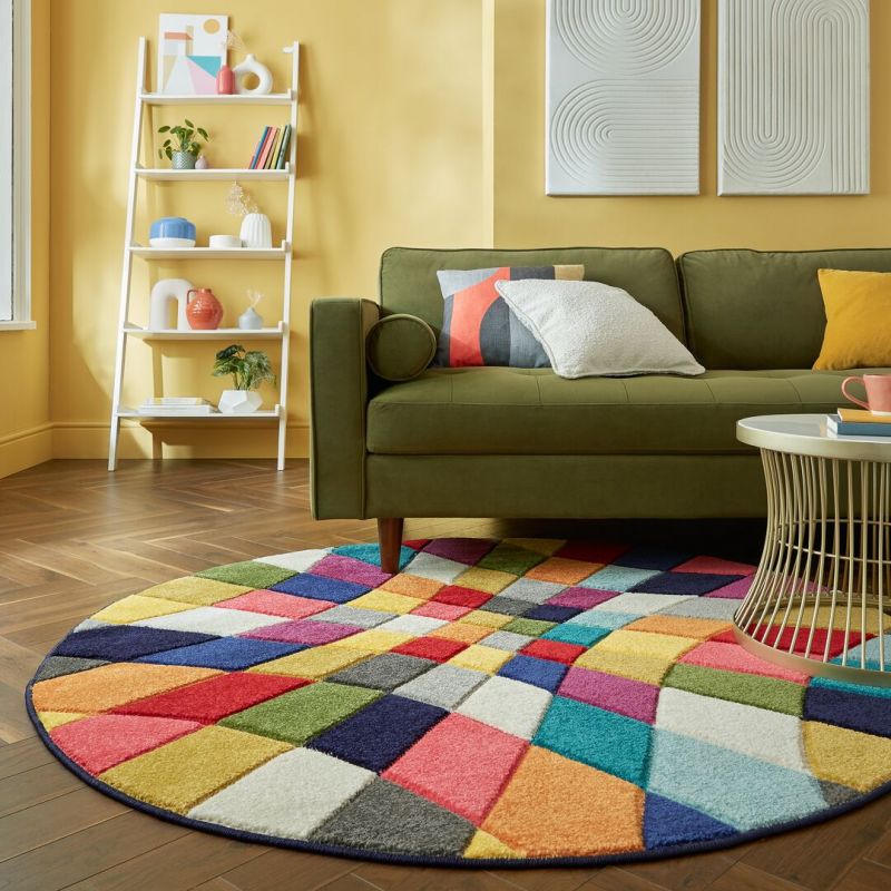 Tapis design rond multicolore Rhumba