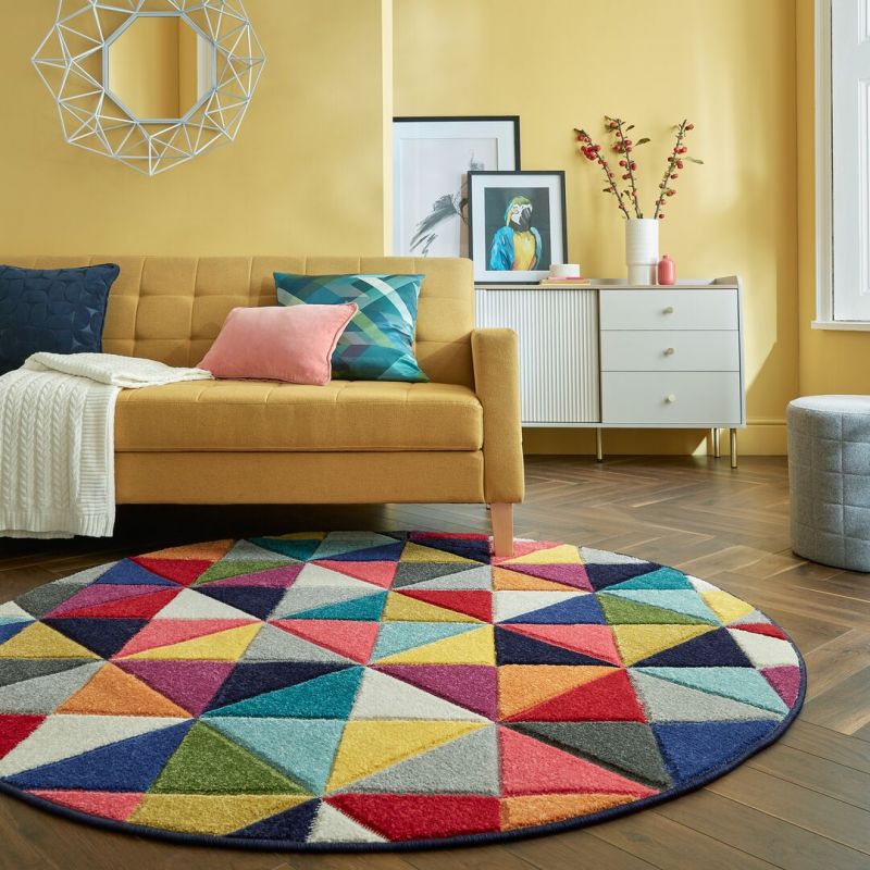Tapis Design Rond Multicolore Samba