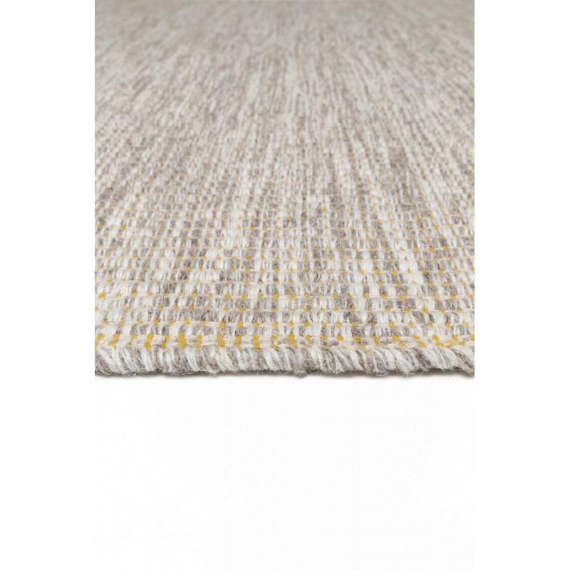 Tapis tissé main en laine Marvel jaune et écru