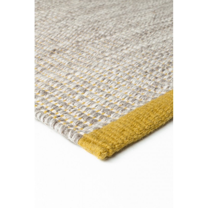 Tapis tissé main en laine Marvel jaune et écru