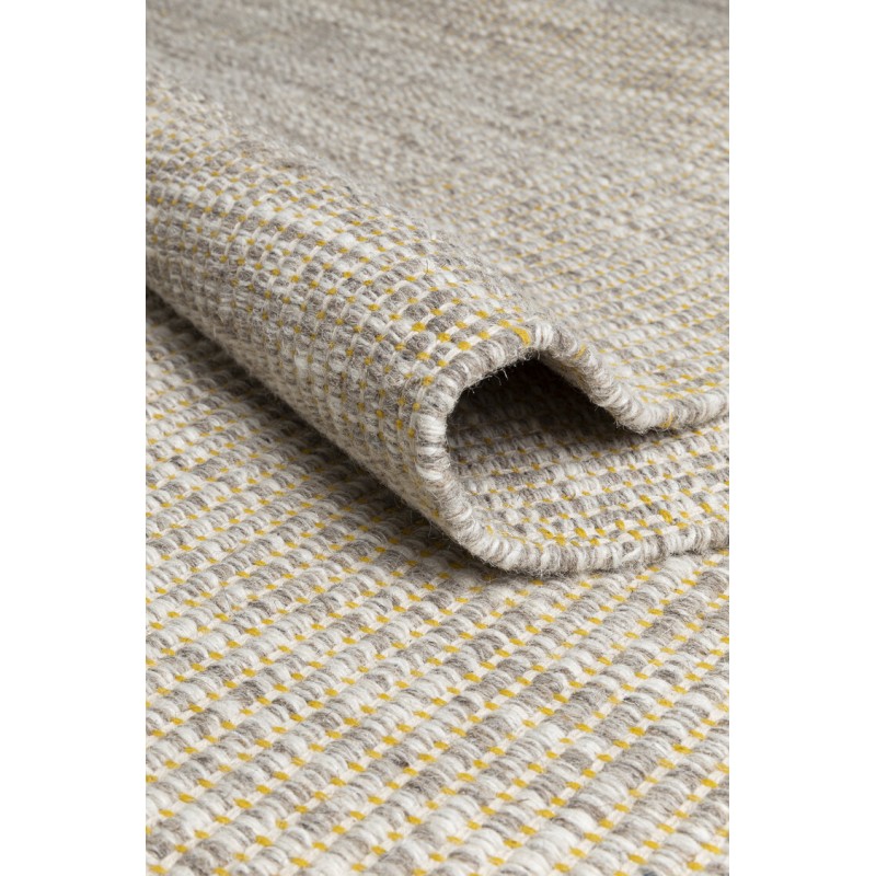 Tapis tissé main en laine Marvel jaune et écru