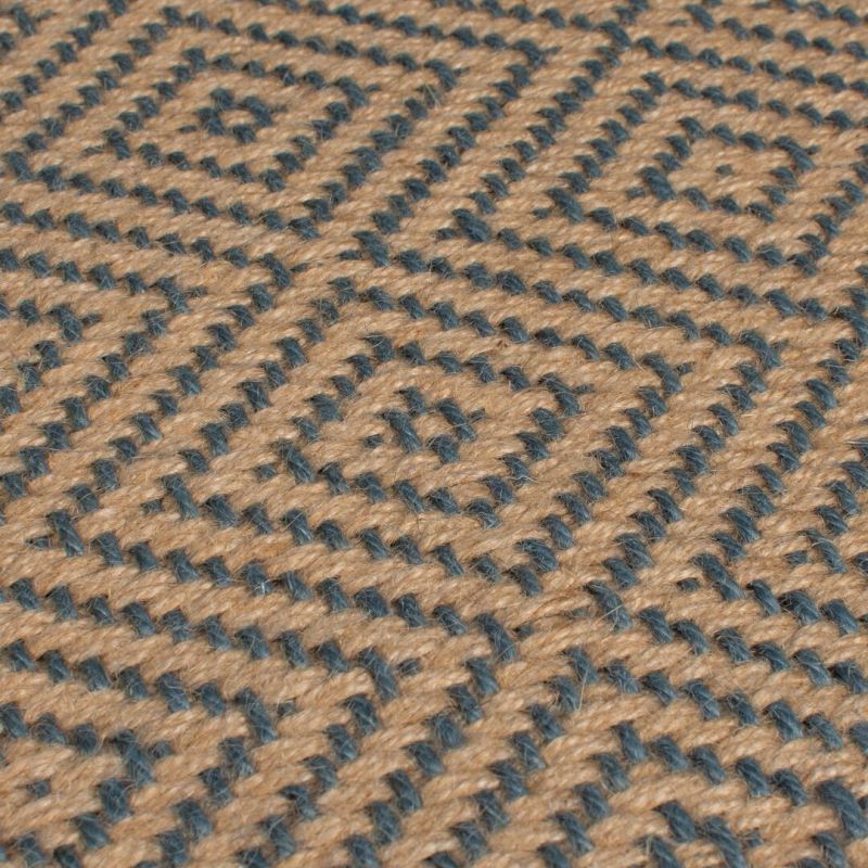 Tapis en jute mélangé bleu Diamond motif