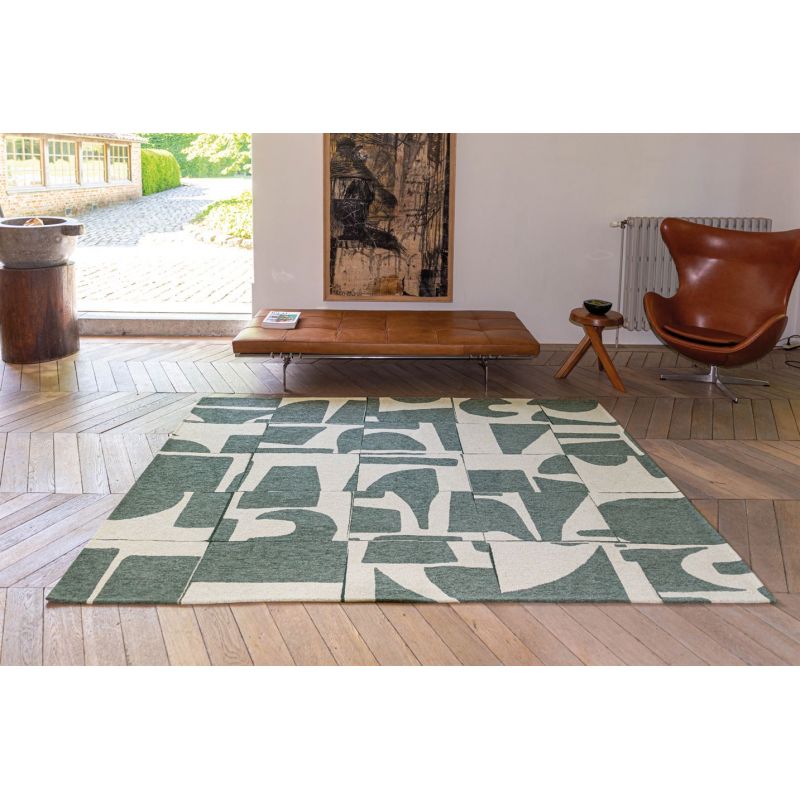 Tapis contemporain vert en PET Papercut Sea Spray salon