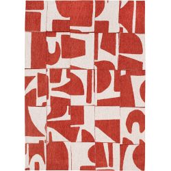 Tapis contemporain rouge en PET Papercut Rust