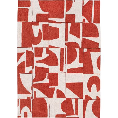 Tapis contemporain rouge en PET Papercut Rust