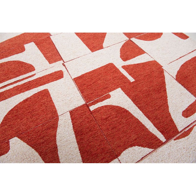 Tapis contemporain rouge en PET Papercut Rust motifs