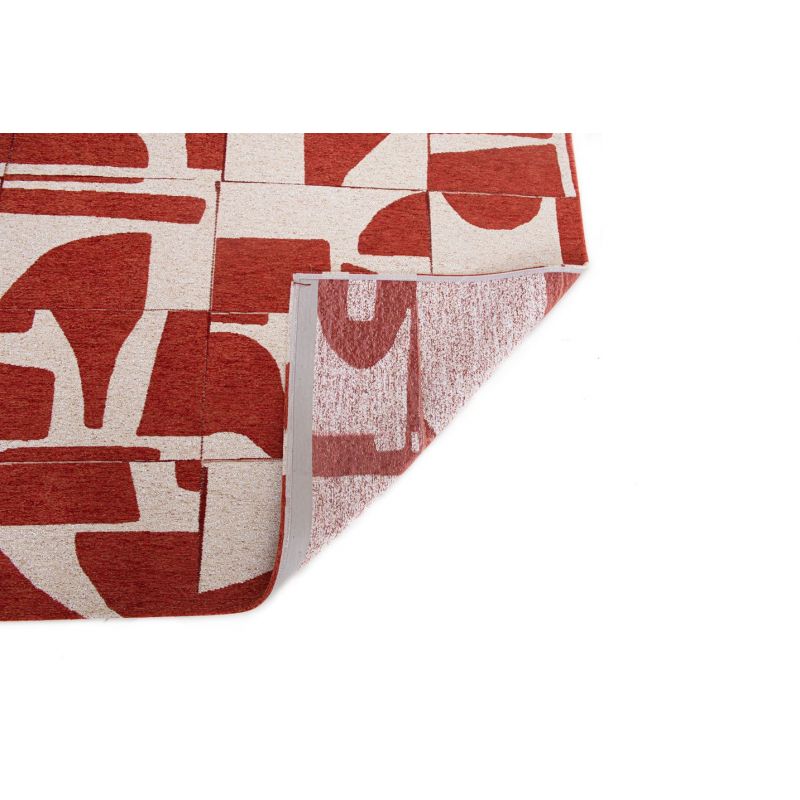 Tapis contemporain rouge en PET Papercut Rust dos