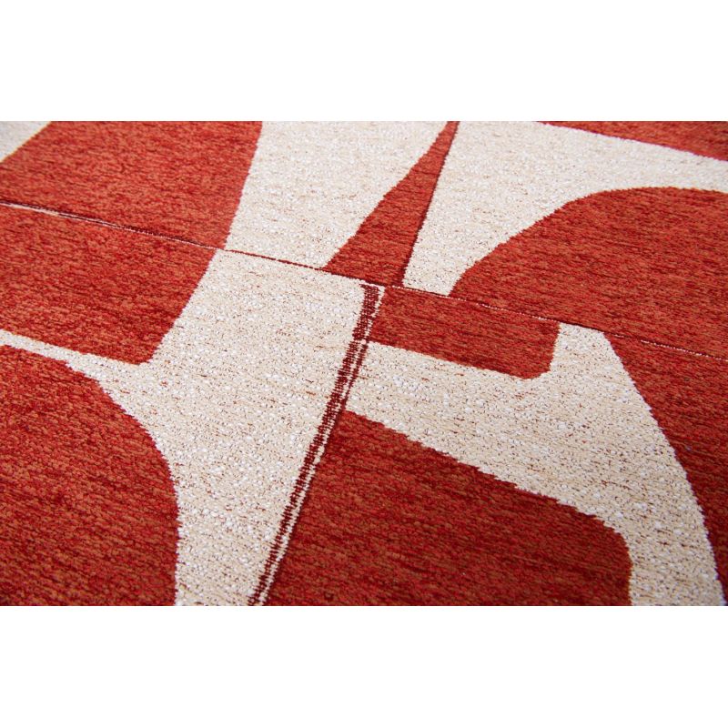 Tapis contemporain rouge en PET Papercut Rust détail