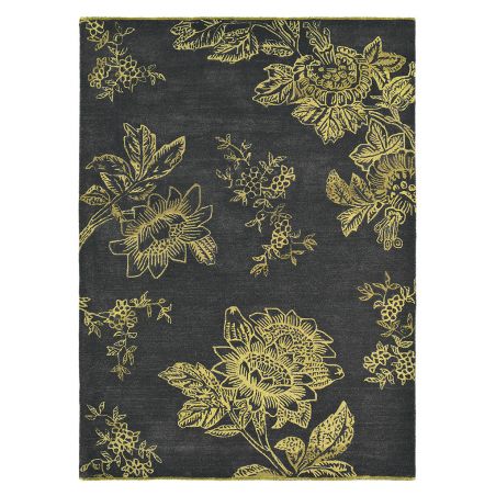 Tapis de salon laine et viscose Tonquin Charcoal