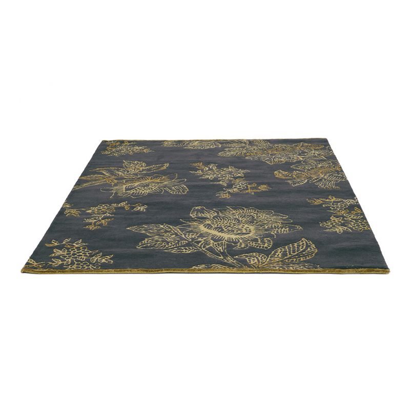 Tapis de salon laine et viscose Tonquin Charcoal