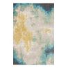 Tapis de salon en polyester gris bleu vert et jaune Boréal