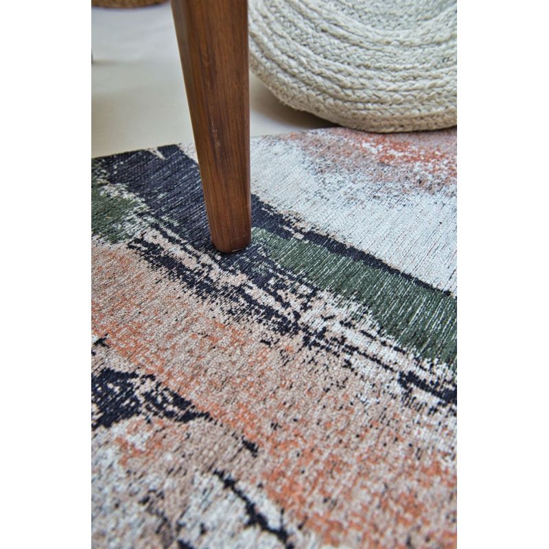 Tapis abstrait vert et rose en PET Fresque Indian Rice meuble