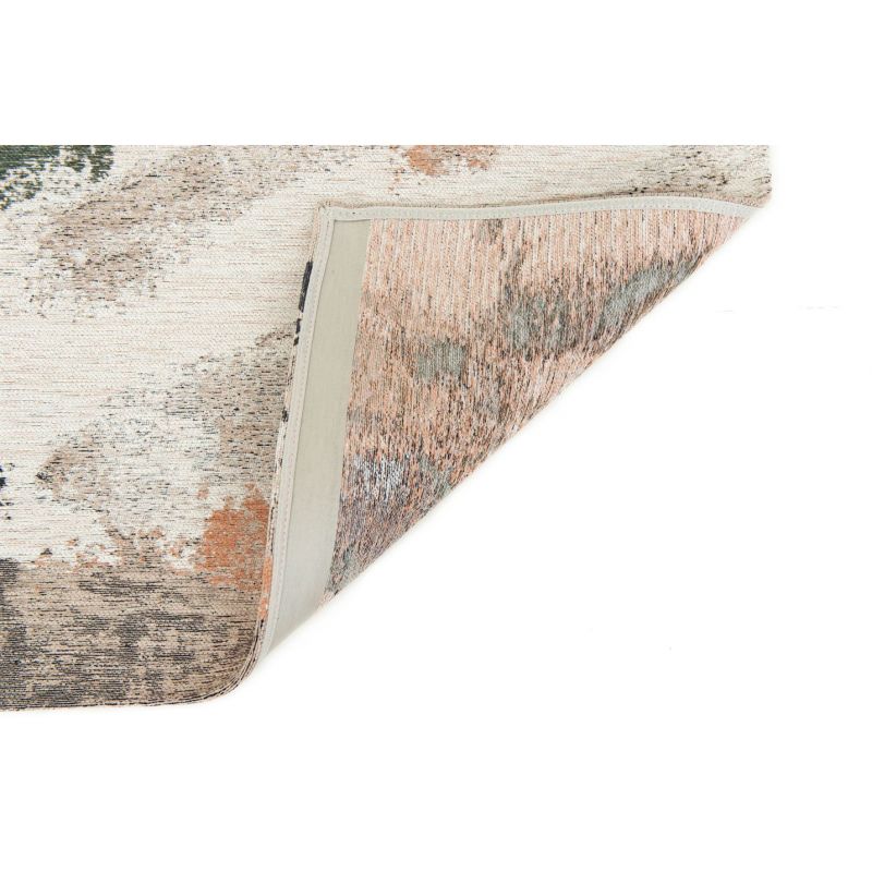 Tapis abstrait vert et rose en PET Fresque Indian Rice